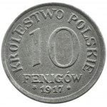 Królestwo Polskie, 10 fenigów 1917 FF, Stuttgart, UNC