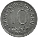 Królestwo Polskie, 10 fenigów 1917 FF, Stuttgart, UNC