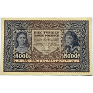 Polska, II RP, 5000 marek 1920, III serja F, Piękne!