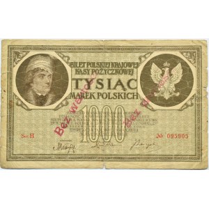 Polska, II RP, 1000 marek 1919, seria H, FALSYFIKAT - BEZ WARTOŚCI