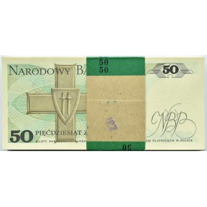 Polska, PRL, paczka bankowa 50 złotych 1988, seria GS, UNC