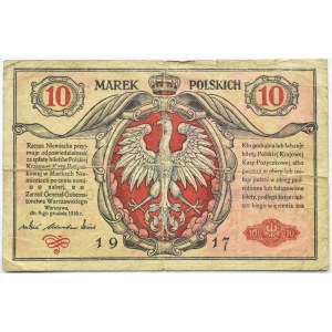 Polska, II RP, 10 marek 1916, Generał, seria i numerator A8...