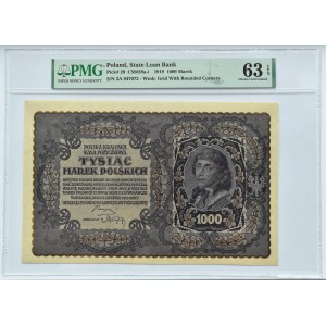 Polska, II RP, 1000 marek 1919, III serja A - typ 8, PMG63EPQ