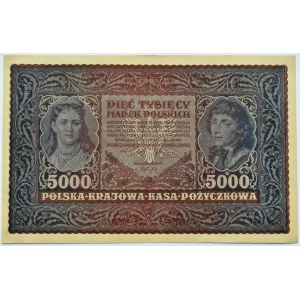 Polska, II RP, 5000 marek 1920, II serja B, Piękne!