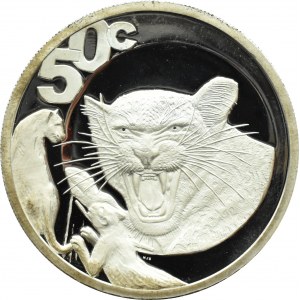 RPA, 50 centów 2004, Wildlife series - Leopard, Pretoria, UNC, rzadkie!