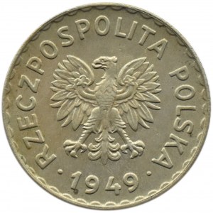 Polska, RP, 1 złoty 1949, miedzionikiel, Kremnica
