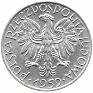 Polska, PRL, Rybak, 5 złotych 1959, Warszawa, UNC