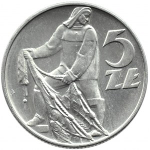 Polska, PRL, Rybak, 5 złotych 1960, Warszawa, UNC