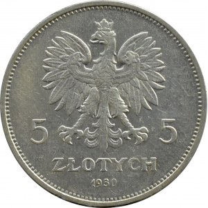 Polska, II RP, Nike, 5 złotych 1930, Warszawa, rzadki rocznik