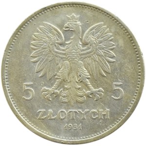 Polska, II RP, Nike, 5 złotych 1931, Warszawa, rzadki rocznik