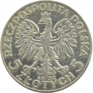 Polska, II RP, Głowa Kobiety, 5 złotych 1932 ze znakiem mennicy, Warszawa