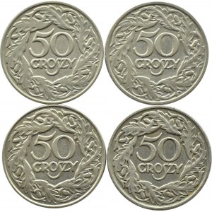 Polska, II RP, lot 50 groszy 1923, Warszawa, cztery różne odmiany