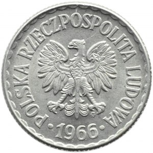 Polska, PRL, 1 złoty 1966, Warszawa, rzadszy rocznik, UNC