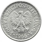 Polska, PRL, 1 złoty 1966, Warszawa, rzadszy rocznik, UNC