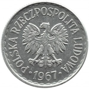 Polska, PRL, 1 złoty 1967, Warszawa, rzadszy rocznik, UNC