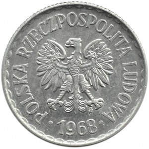 Polska, PRL, 1 złoty 1968, Warszawa, rzadszy rocznik