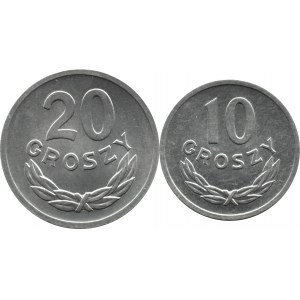 Polska, PRL, lot dwóch sztuk 10 i 20 groszy 1969, Warszawa, UNC