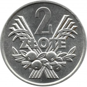 Polska, PRL, Jagody, 2 złote 1970, Warszawa, UNC - znakomite - ostra 7