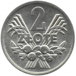 Polska, PRL, Jagody, 2 złote 1971, Warszawa, UNC