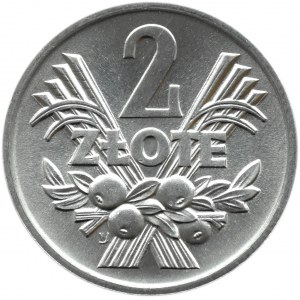 Polska, PRL, Jagody, 2 złote 1974, Warszawa, UNC - znakomity