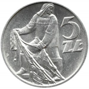 Polska, PRL, Rybak, 5 złotych 1974, Warszawa, UNC