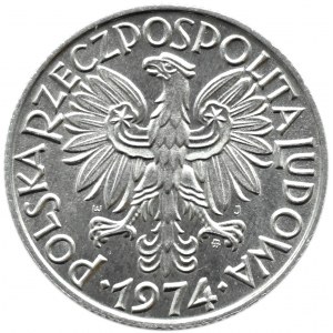 Polska, PRL, Rybak, 5 złotych 1974, Warszawa, UNC