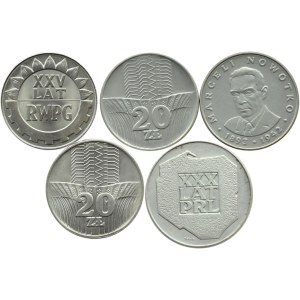 Polska, PRL, lot pięciu monet 1973-1974, Warszawa, UNC
