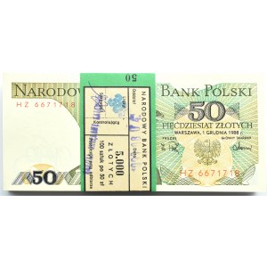 Polska, PRL, paczka bankowa 50 złotych 1988, seria HZ, RADARY!!