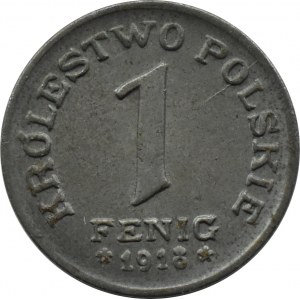 Królestwo Polskie, 1 fenig 1918 FF, Stuttgart, UNC