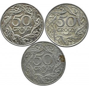 Generalna Gubernia, 50 groszy 1938, Warszawa, trzy różne odmiany