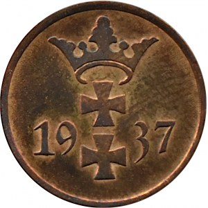 Wolne Miasto Gdańsk, 1 pfennig 1937, Berlin, piękne!