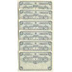 Bromberg, Bydgoszcz, Gutschein 50 pfennig 1919, 6 sztuk z jednej paczki, UNC, szaroniebieskie