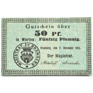 Bromberg, Bydgoszcz, Gutschein 50 pfennig 1916, UNC, odmiana 1.