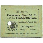 Bromberg, Bydgoszcz, Gutschein 50 pfennig 1914, numer 23928, UNC
