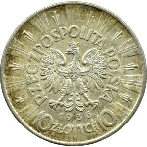 Polska, II RP, Józef Piłsudski, 10 złotych 1936, Warszawa, ładny