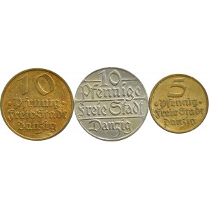 Wolne Miasto Gdańsk, lot monet 5, 10 pfennigów 1923-1932, Berlin