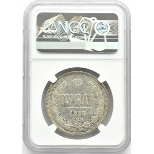 Rosja, Aleksander II, 1 rubel 1877 HI, Petersburg, NGC AU58