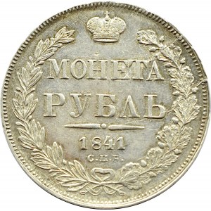 Rosja, Mikołaj I, 1 rubel 1841 HG, Petersburg, piękny!!