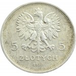Polska, II RP, Sztandar 5 złotych 1930, Warszawa, STEMPEL GŁĘBOKI, RZADKOŚĆ