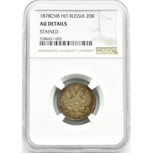 Rosja, Aleksander II, 20 kopiejek 1878 HF, Petersburg, NGC AU