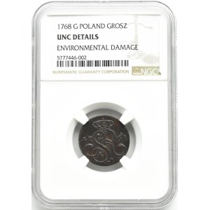 Stanisław A. Poniatowski, grosz 1768 G, Kraków, NGC UNC