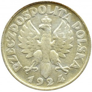 Polska, II RP, Kłosy, 2 złote 1924, odwrotka, Filadelfia