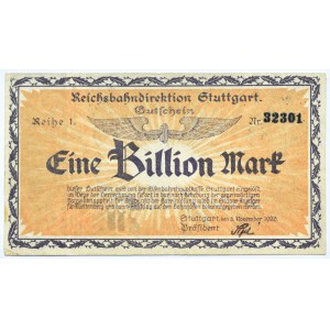 Niemcy, Reichsbahndirektion, 1 bilion marek 1923, seria 1