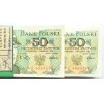 Polska, PRL, paczka bankowa 50 złotych 1988, seria HZ, super numery!