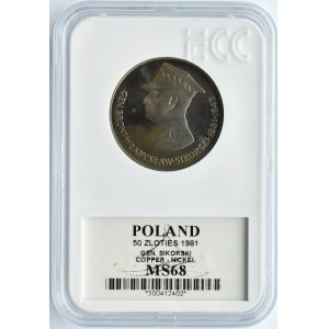 Polska, PRL, gen. Wł. Sikorski, 50 złotych 1981, Warszawa, GCN MS68