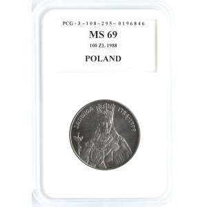 Polska, PRL, Jadwiga, 100 złotych 1988, Warszawa, PCG MS69