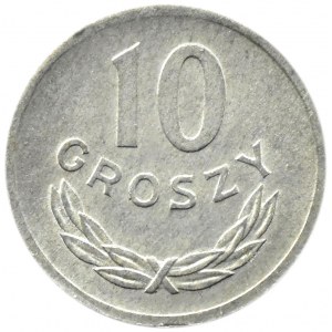 Polska, PRL, destrukt 10 groszy 1975, Warszawa, skrętka ok.250 stopni, UNC