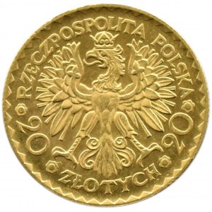 Polska, II RP, Bolesław Chrobry, 20 złotych 1925, Warszawa, odmiana żółta, UNC