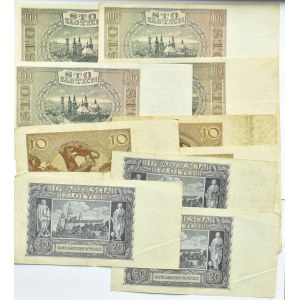 Polska, Generalna Gubernia, lot 8 banknotów 1940-1941, Kraków