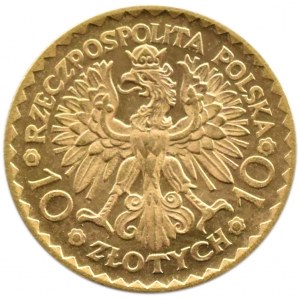 Polska, II RP, Bolesław Chrobry, 10 złotych 1925, Warszawa, odmiana czerwona